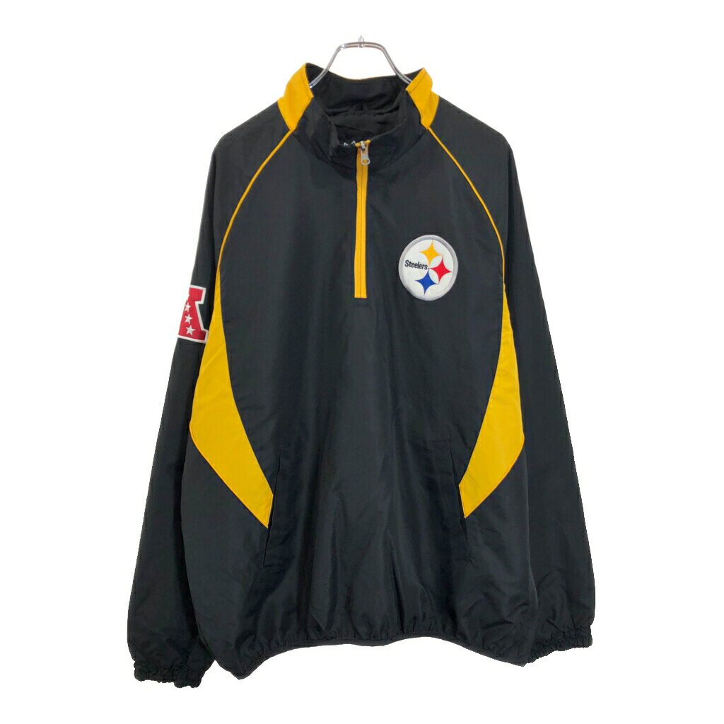 Rakuten - NFL ピッツバーグ・スティーラーズ ハーフジップ プルオーバージャケット プロチーム アメフト ブラック(メンズ XL)中古 古着 V5818