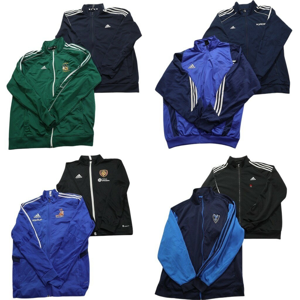 古着卸 まとめ売り アディダス フルジップ ジャージ 8枚セット (メンズ L /XL ) チームロゴ トラックジャケット 中古 古着 NC2381