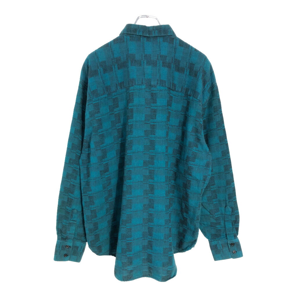 90年代 Levi's リーバイス 長袖シャツ 総柄 グリーン(メンズ XL)中古 古着 V5868