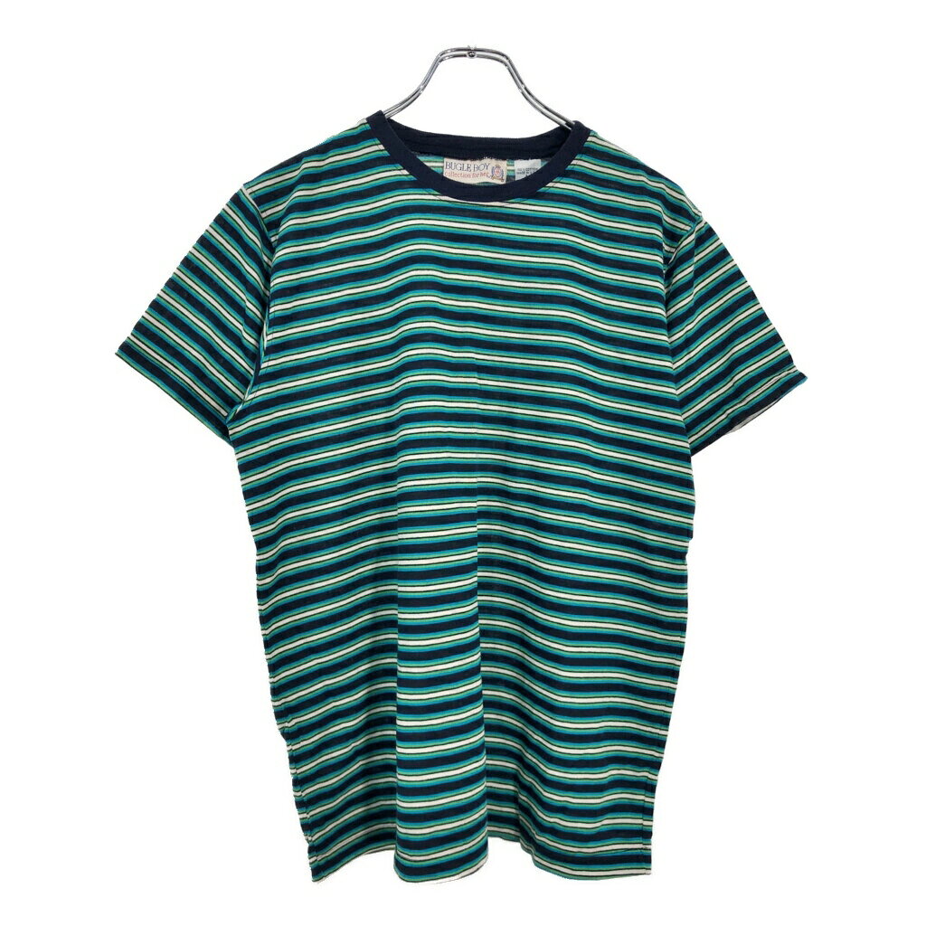 樂天商城 - デッドストック 90年代 USA製 BUGLE BOY ビューグルボーイ 半袖Tシャツ ボーダー グリーン(メンズ M)中古 古着 V5985