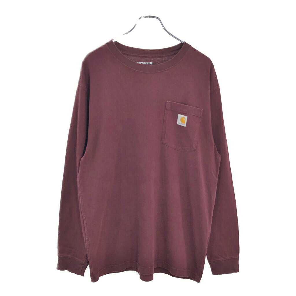 乐天商城 - Carhartt カーハート 長袖ポケットTシャツ ワインレッド(メンズ M)中古 古着 V6423