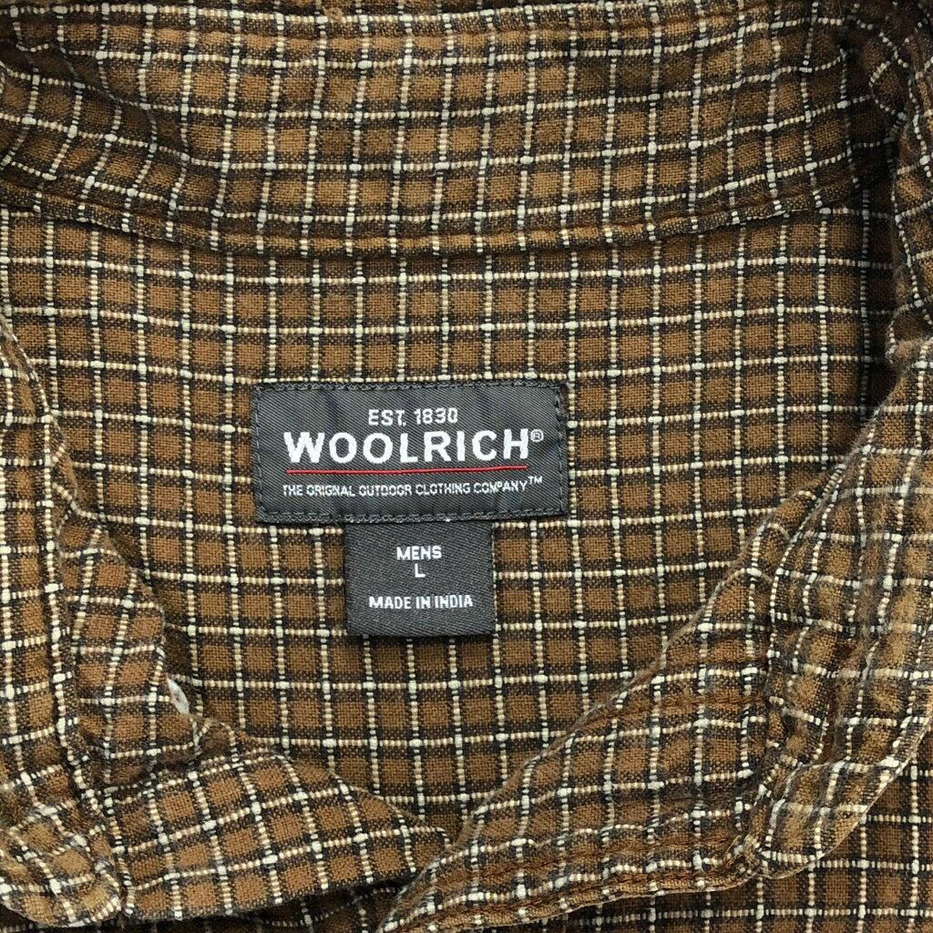 WOOLRICH ウールリッチ ボタンダウンシャツ アウトドア チェック ブラウン(メンズ L)中古 古着 V6436
