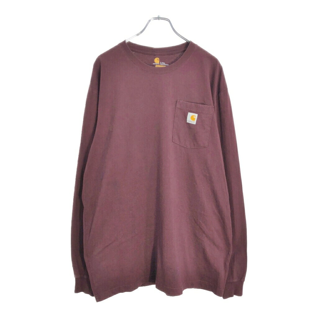 樂天商城 - Carhartt カーハート ワンポイントロゴ 長袖ポケットTシャツ ワインレッド(メンズ L)中古 古着 V6443