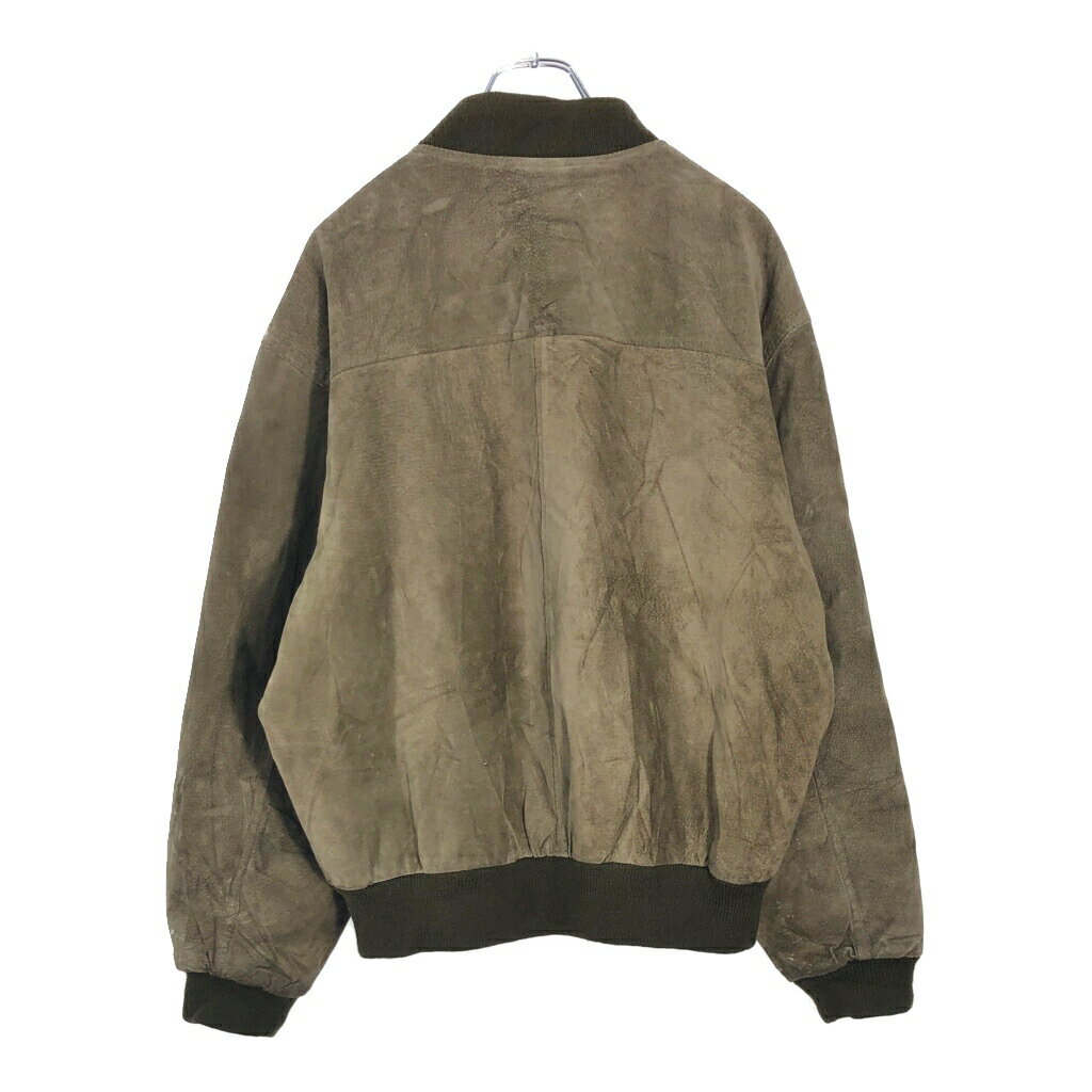 ROBINSONS スエードレザーブルゾンジャケット カーキ(メンズ L)中古 古着 V6833