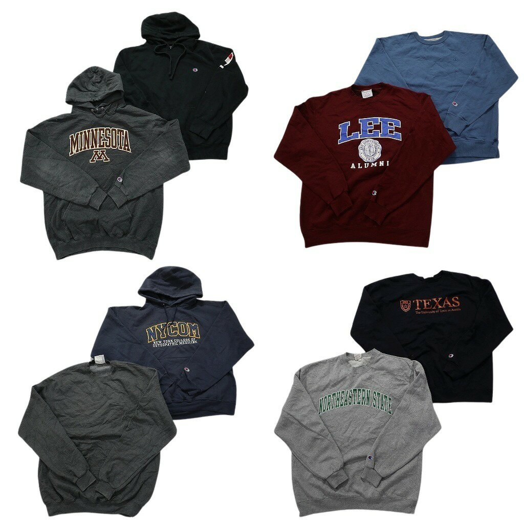 古着卸 まとめ売り チャンピオン Champion スウェット 8枚セット (メンズ L ) アーチロゴ ワンポイント ロゴ フーディー 中古 古着 NC4001