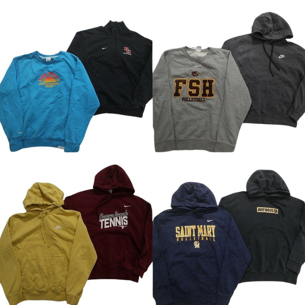 古着卸 まとめ売り ナイキ NIKE スウェット 8枚セット (メンズ XS /S ) チームロゴ ワッペン フーディー スウォッシュ 中古 古着 NC4101(4)