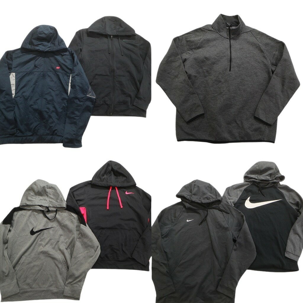 古着卸 まとめ売り ナイキ NIKE ポリエステル素材 スウェット 7枚セット (メンズ M /L ) スウォッシュ ハーフジップ 中古 古着 NC4112