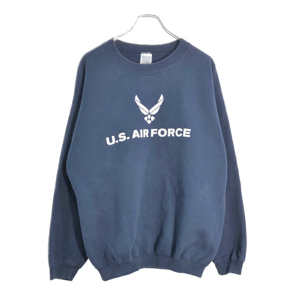 00年代 GILDAN ギルダン U.S.AIRFORCE スウェット ミリタリー ネイビー(メンズ L)中古 古着 V7027