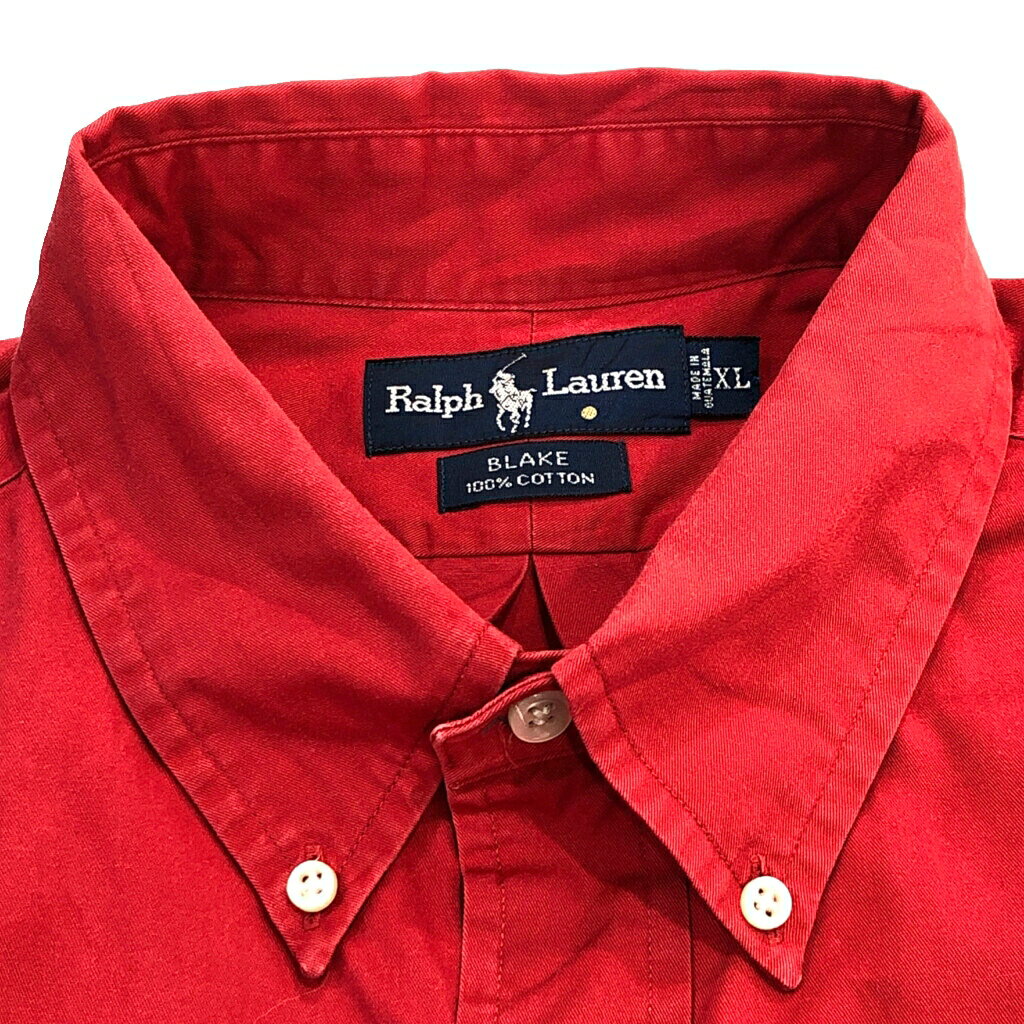 RALPH LAUREN ラルフローレン BLAKE ボタンダウン 長袖シャツ レッド(メンズ XL)中古 古着 V7151