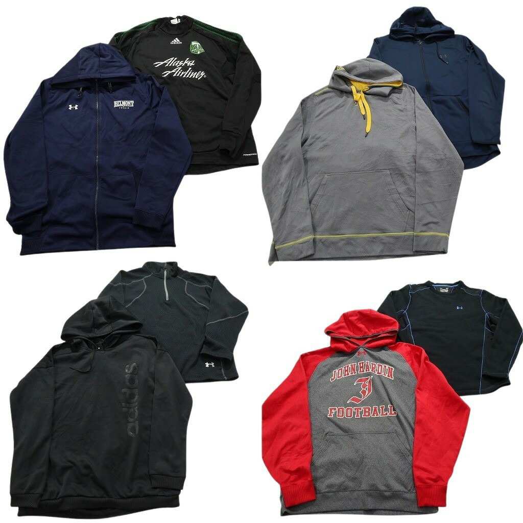 古着卸 まとめ売り スポーツブランドMIX ポリ素材 スウェット 8枚セット (メンズ L ) アンダーアーマー アディダス 中古 古着 NC4152