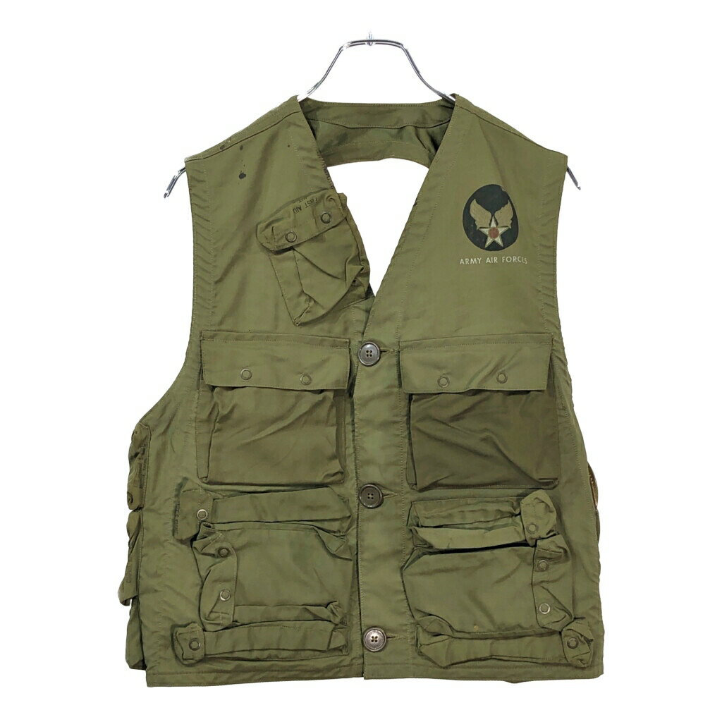 乐天商城 - 40年代 米軍実物 U.S.AIRFORCE USAF TYPE C-1 VEST ヴィンテージ ミリタリー オリーブ(メンズ M相当)中古 古着 V7489