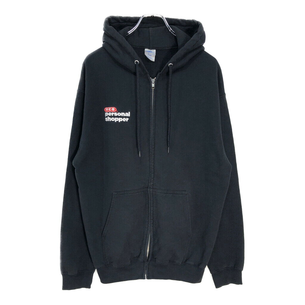 PORT&COMPANY ポートアンドカンパニー 企業ロゴ H.E.B パーカー ブラック(メンズ L)中古 古着 V7511