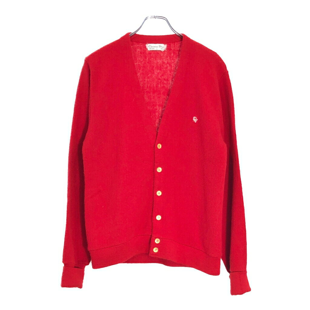 乐天商城 - 80年代 Christian Dior クリスチャン ディオール アクリルニット カーディガン レッド(メンズ S相当)中古 古着 V7544