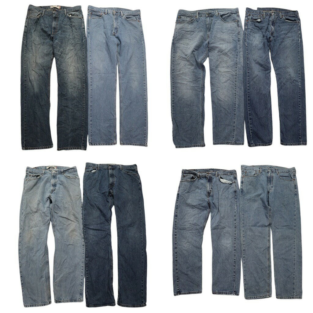 古着卸 まとめ売り リーバイス 505 デニム パンツ 8枚セット (メンズ 36 ) フェード ヒゲ インディゴブルー 中古 古着 NC4774