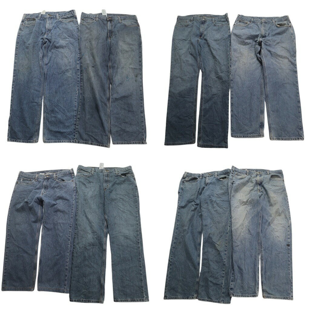 古着卸 まとめ売り カーハート Carhartt デニム パンツ 8枚セット (メンズ 38 ) インディゴブルー フェード アメカジ 中古 古着 NC4839