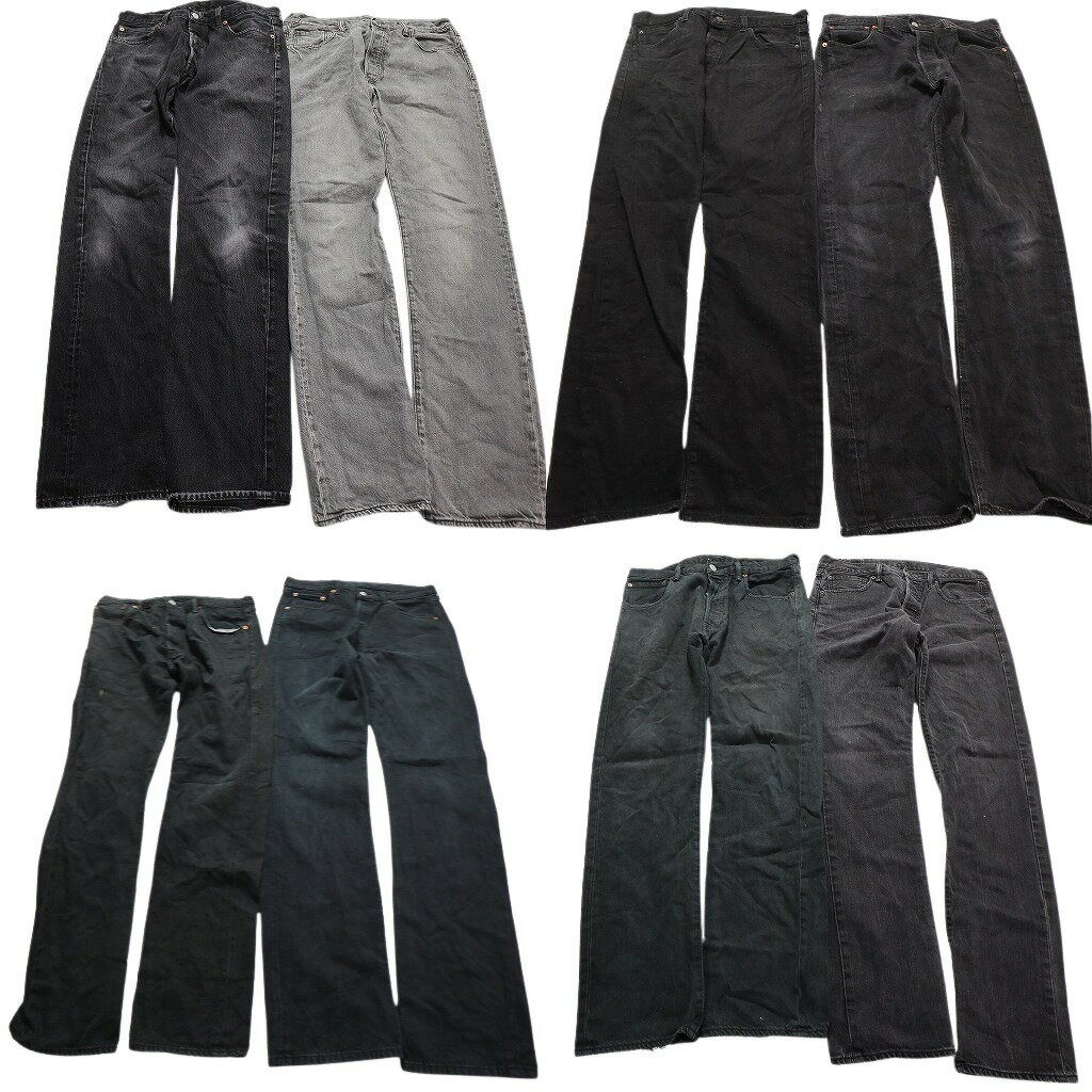 古着卸 まとめ売り リーバイス 501 ブラックデニム パンツ 8枚セット (メンズ 34 ) フェード ストレート ボタンフライ 中古 古着 NC4888