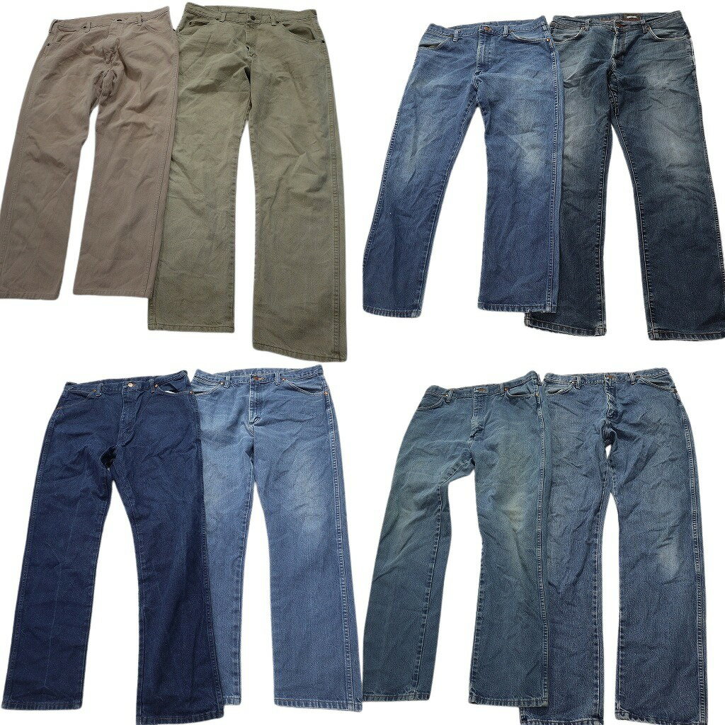 古着卸 まとめ売り Wrangler ラングラー デニム パンツ 8枚セット (メンズ 36 ) カラーデニム フェード アメカジ 中古 古着 NC4918