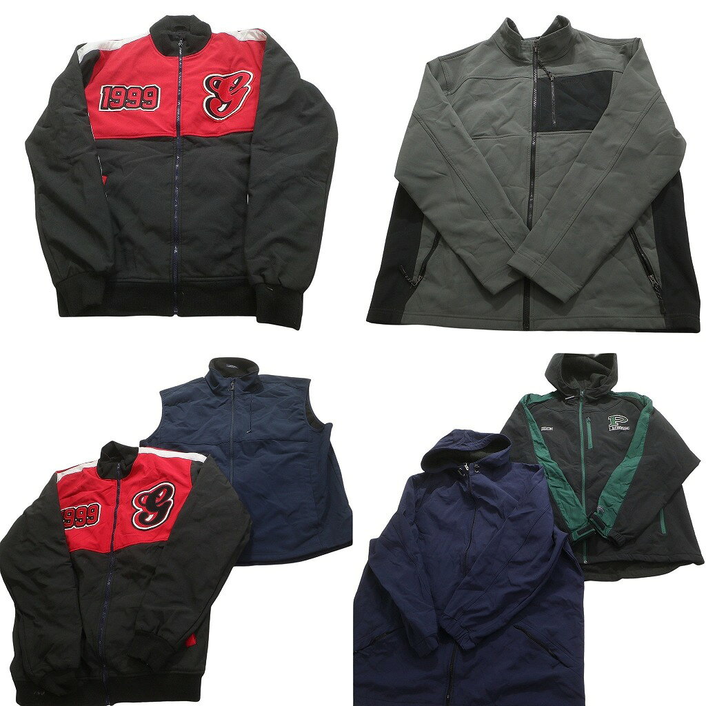 古着卸 まとめ売り ソフトシェル MIX ジャケット 6枚セット (メンズ XL /2XL ) フーディー ベスト ジップポケット 中古 古着 NC5682