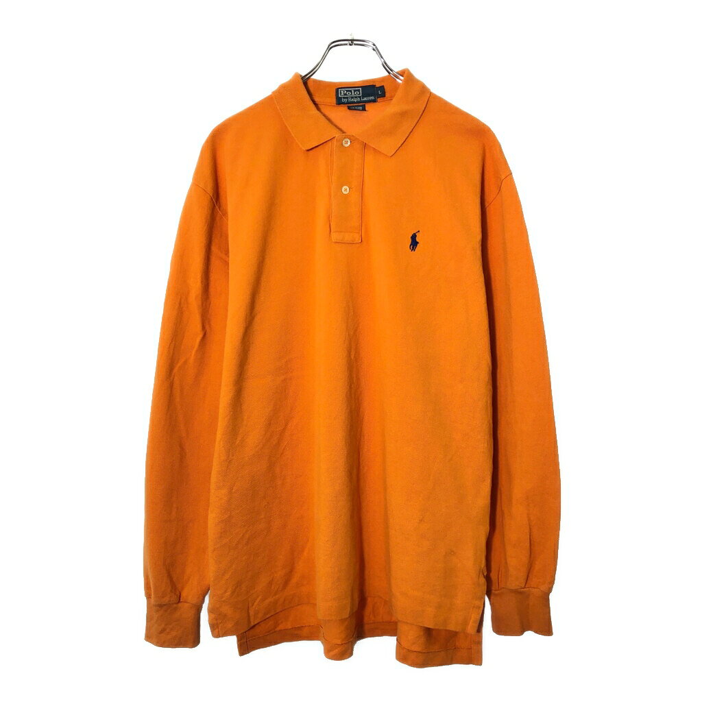樂天商城 - Polo by Ralph Lauren ポロ ラルフローレン 長袖ポロシャツ オレンジ(メンズ L)中古 古着 V8402