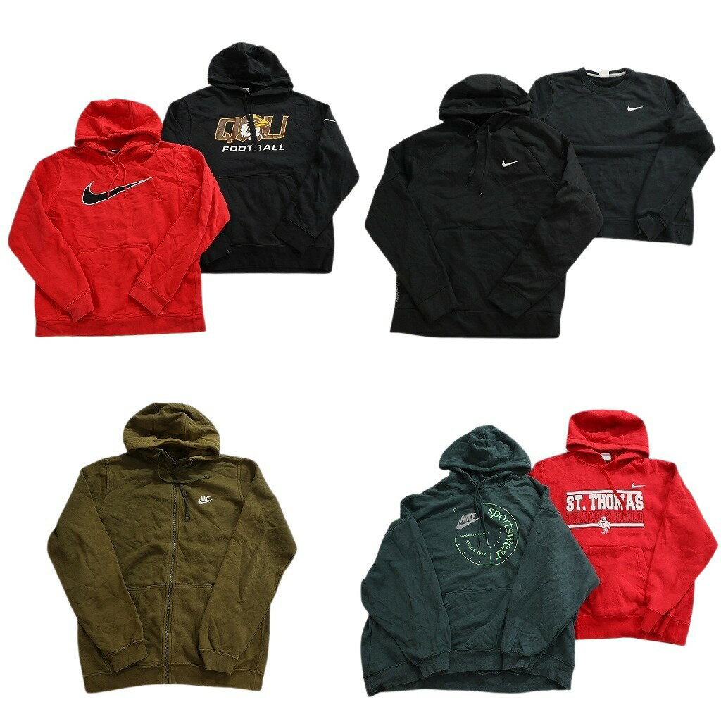 古着卸 まとめ売り ナイキ NIKE スウェット 7枚セット (メンズ M ) チームロゴ フルジップ フーディー スウォッシュ 中古 古着 NC7037