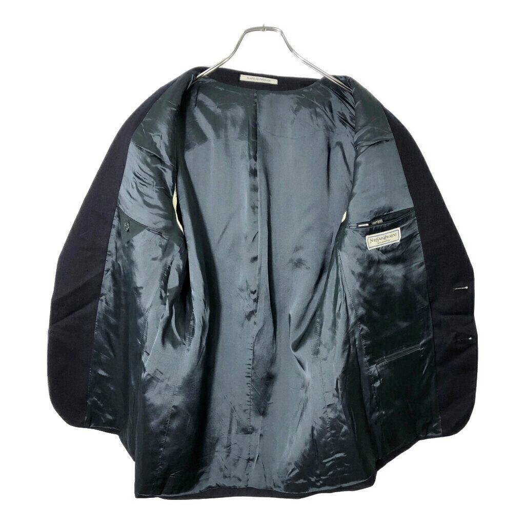 YAMAHISA USEDCLOTHINGSHOPの90年代 フランス製 YVES SAINT LAURENT イヴ サンローラン テーラードジャケット ストライプ ネイビー(メンズ S相当)中古 古着 V8956｜アングル3
