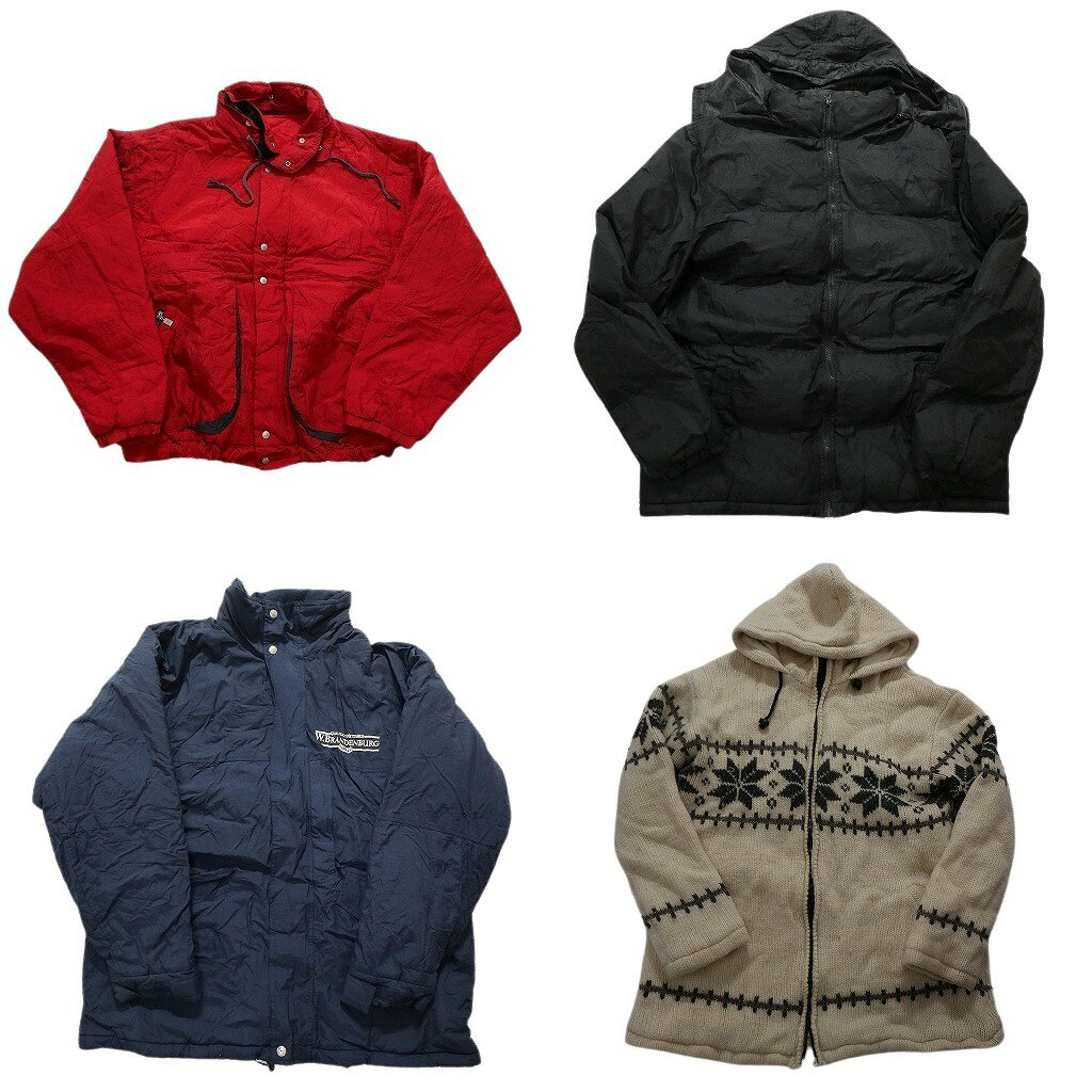 古着卸 まとめ売り ジャケット MIX 4枚セット (メンズ XL ) ノルディック柄 中綿 フーディー ニット 中古 古着 NC7358