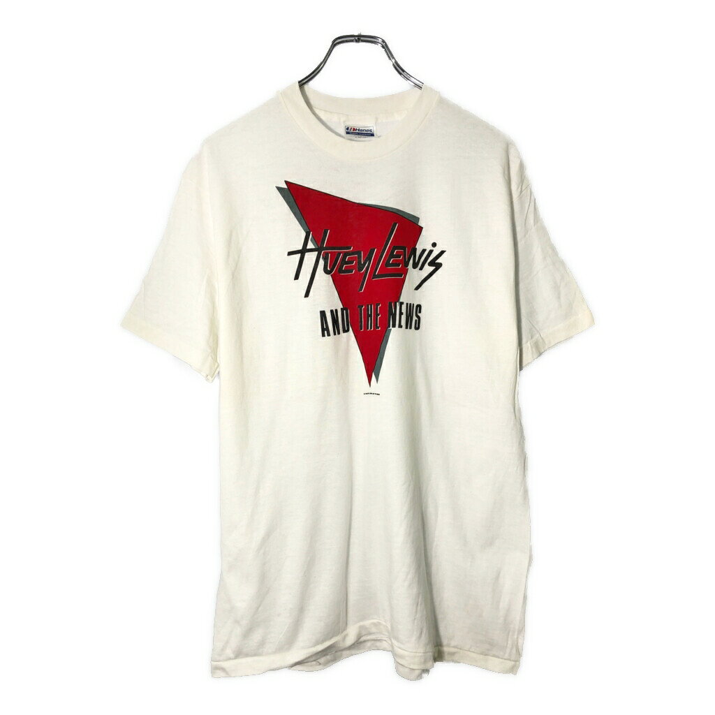 Rakuten - 80年代 USA製 Huey Lewis and the News 半袖Tシャツ バンド ホワイト(メンズ L)中古 古着 V9178