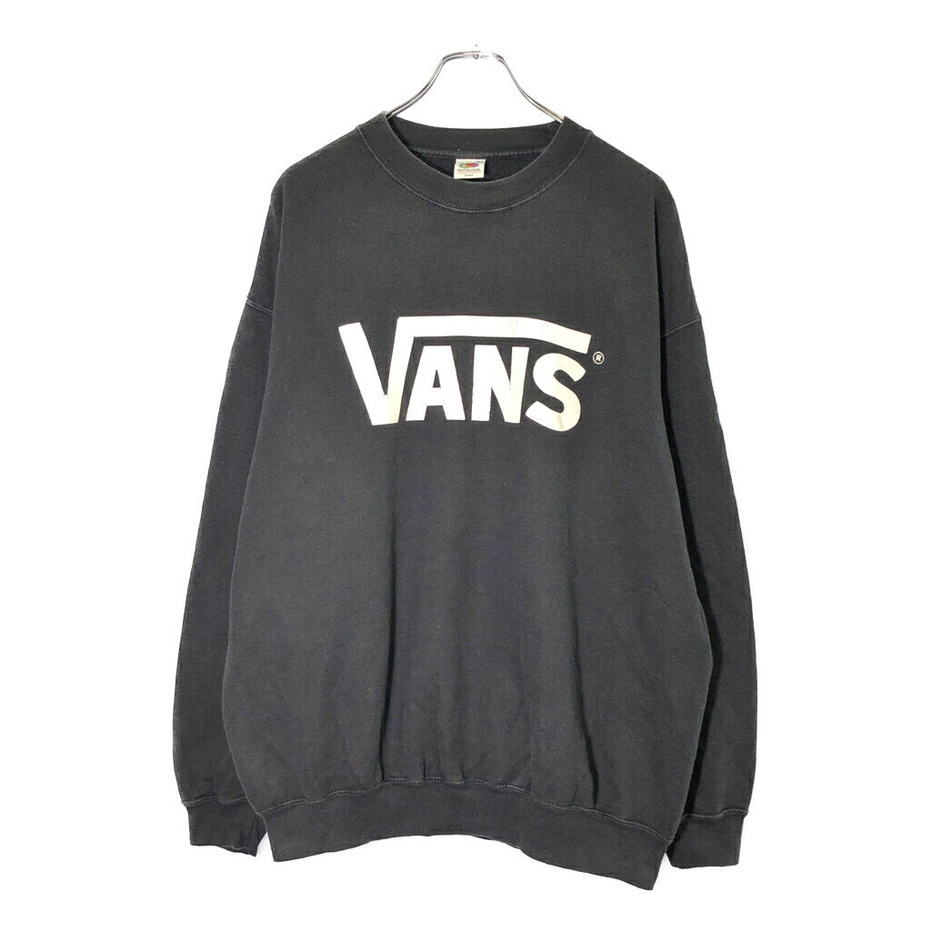VANS ヴァンズ ロゴ スウェット ブラック(メンズ XL)中古 古着 V9595