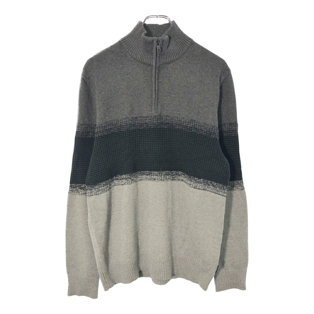Rakuten - Calvin klein カルバンクライン ハーフジップ コットンニットセーター グレー(メンズ L)中古 古着 V9752