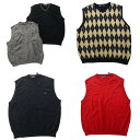 古着卸 まとめ売り ブランドMIX ベスト セーター 5枚セット (メンズ 2XL ) リーボック チャップス アーガイル柄 中古 古着 NC7995