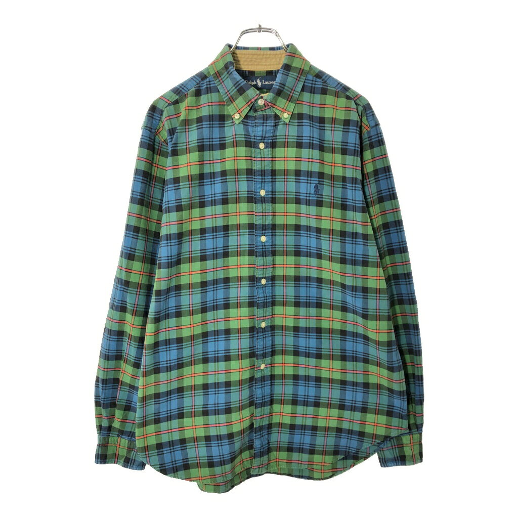 樂天商城 - Polo by Ralph Lauren ポロ ラルフローレン ボタンダウンシャツ タータンチェック マルチカラー(メンズ L)中古 古着 V9796