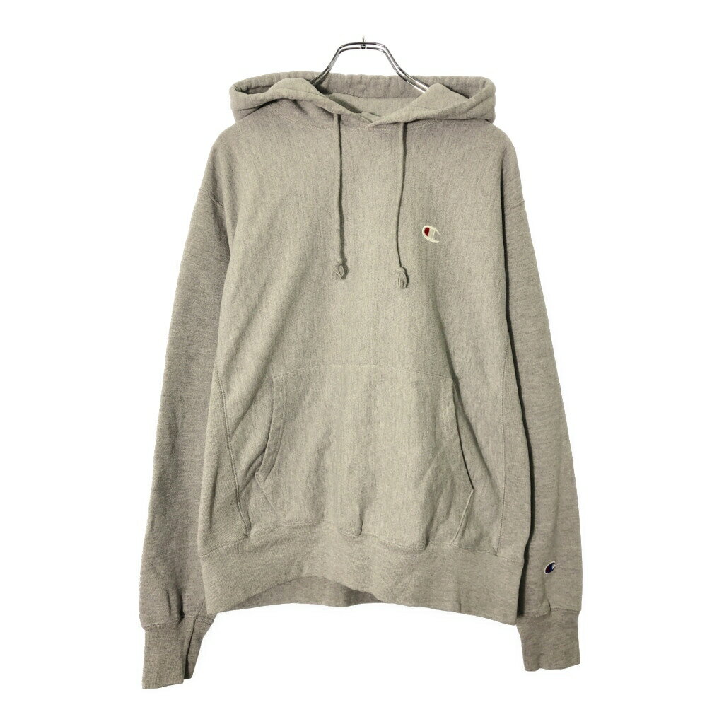 乐天商城 - Champion チャンピオン ワンポイントロゴ REVERSE WEAVE リバースウィーブ スウェットパーカー グレー(メンズ MEDIUM)中古 古着 V9923