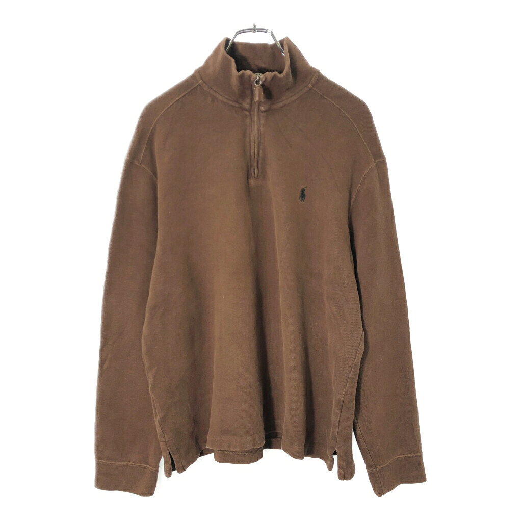 Rakuten - Polo by Ralph Lauren ポロ ラルフローレン ハーフジップ コットンニットセーター ブラウン(メンズ L)中古 古着 V9925