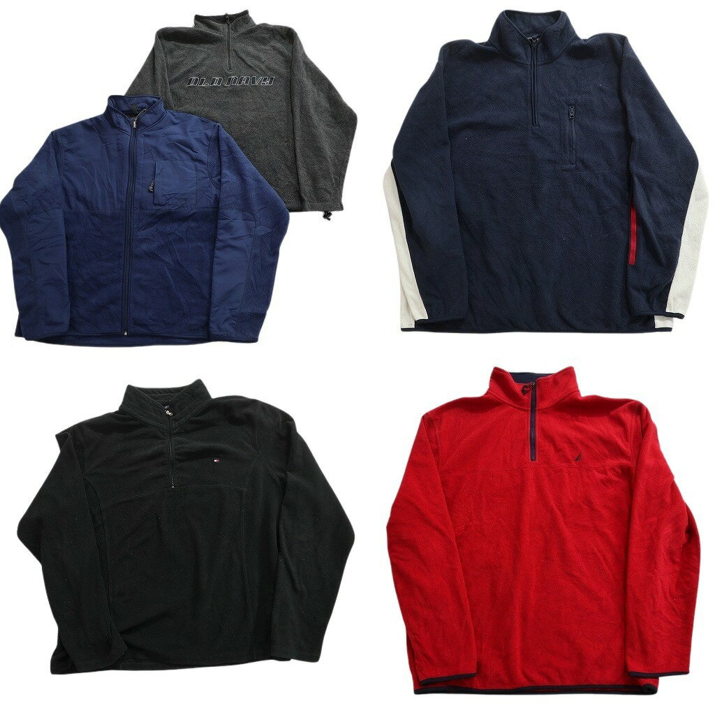 古着卸 まとめ売り ブランドMIX フリース 5枚セット (メンズ 2XL ) トミーヒルフィガー チャップス オールドネイビー 中古 古着 NC8258