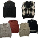 古着卸 まとめ売り ニット ベスト セーター 6枚セット (メンズ L ) Vネック カーディガン 無地 アーガイル柄 ハーフジップ 中古 NC8283