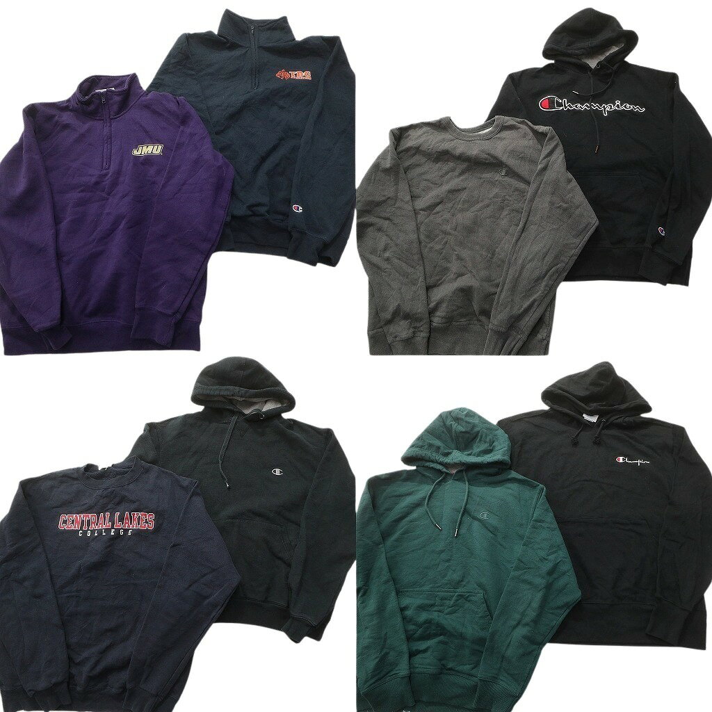 古着卸 まとめ売り チャンピオン Champion スウェット 8枚セット (メンズ M ) ハーフジッップ スタンドカラー フーディー 中古 古着 NC9261
