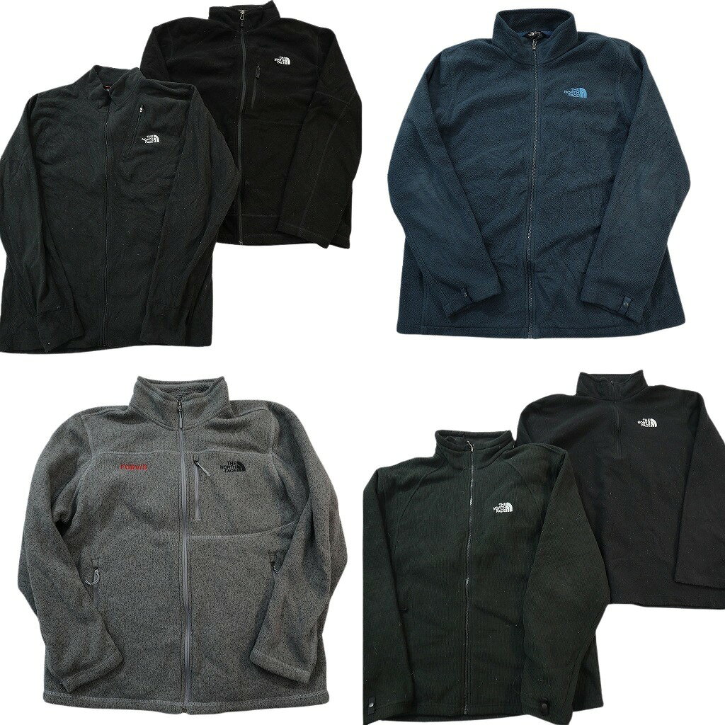 古着卸 まとめ売り ノースフェイス フリース 6枚セット (メンズ XL ) フルジップ ハーフジップ ブラック 中古 古着 ND2764