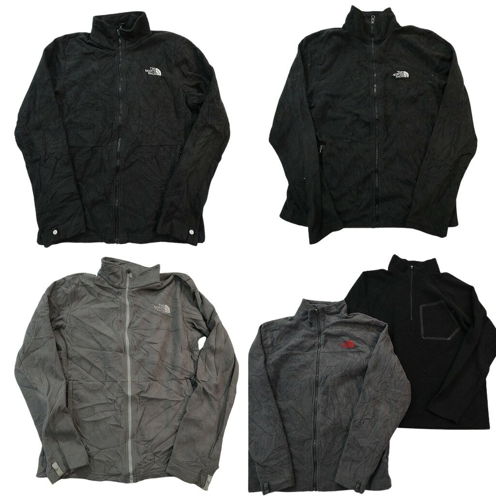 古着卸 まとめ売り ノースフェイス フリース 5枚セット (メンズ S /M ) ブラック スタンドカラー フルジップ 中古 古着 ND2773