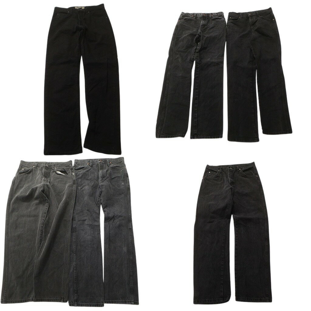 古着卸 まとめ売り Wrangler ラングラー ブラックデニム パンツ 6枚セット (メンズ 32 /31 ) 革パッチ アメカジ フェード 中古 古着 ND3228(4.0)