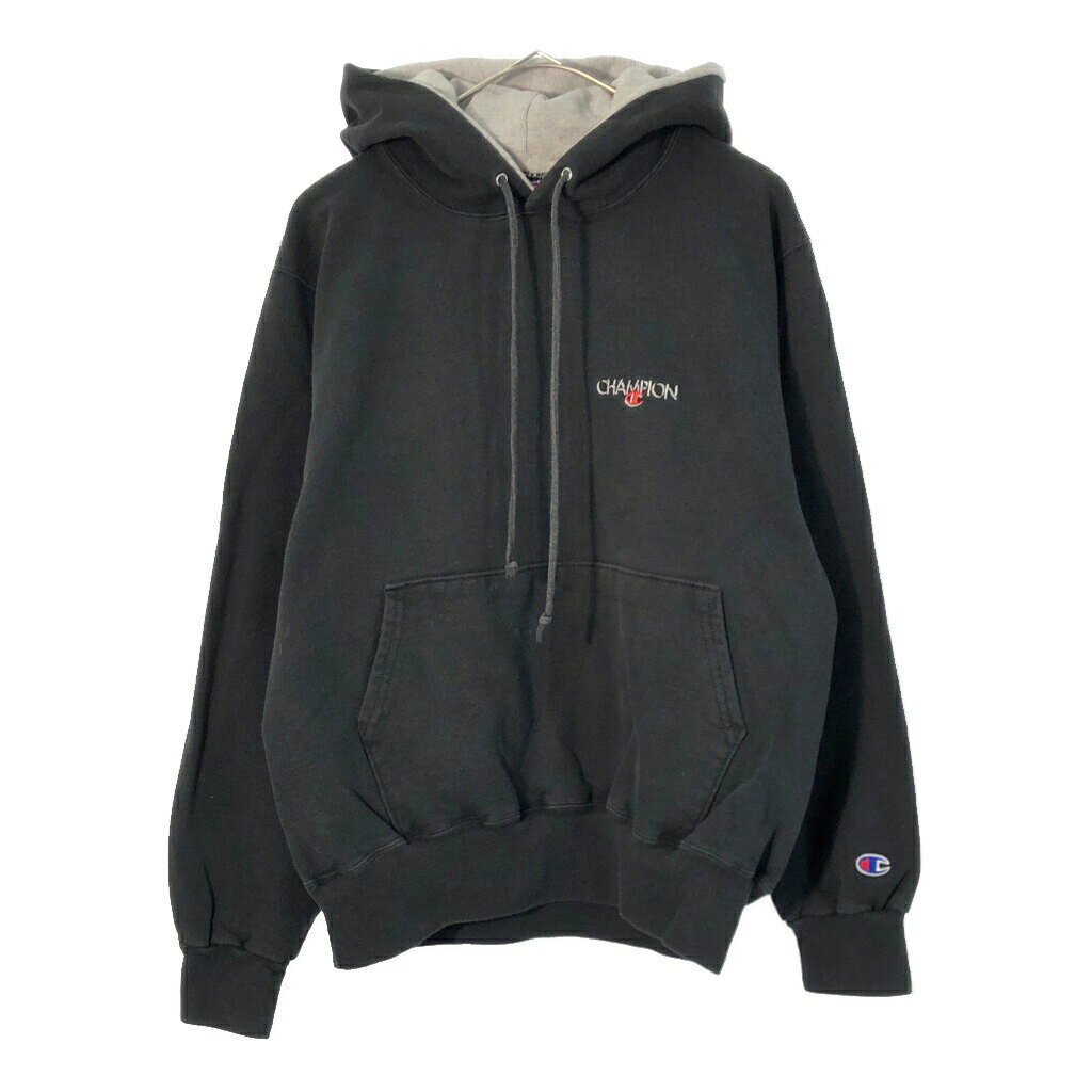 乐天商城 - 90年代 Champion チャンピオン ワンポイントロゴ スウェットパーカー ブラック(メンズ MEDIUM)中古 古着 X3875