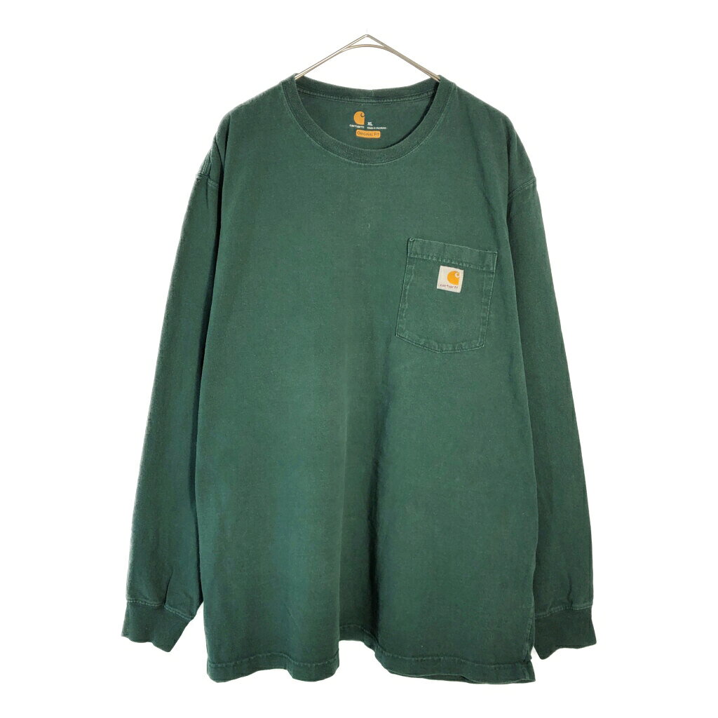 樂天商城 - Carhartt カーハート 長袖ポケットTシャツ グリーン(メンズ XL)中古 古着 X4368