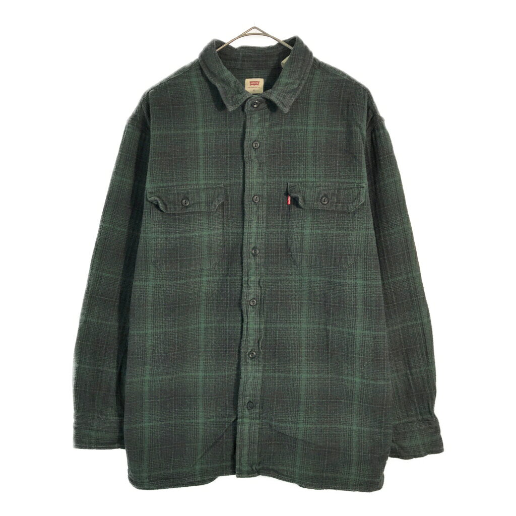 DESCRIPTION ブランドLevi's/リーバイス サイズ【サイズ】XL【実寸】 肩幅：約50cm着丈：約72cm身幅：約62cm袖丈：約58cm 主な素材表地 : コットン 色グリーン 仕様 シャドーチェック 状態 商品管理番号X4479 ABOUT ITEM商品撮影時の照明やお使いのモニター・ブラウザ等ご覧いただく環境により実物と商品画像の色が多少異なる場合がございます。全てアメリカからの輸入品ですがブランドやアイテムによりそれぞれサイズ感が異なります。生地の伸縮や厚み等、測定に多少の誤差が生じる場合がございますが、表記サイズと合わせまして実寸値を記載させていただいておりますので必ずご確認ください。新品や未使用品と記載があるもの以外は全て中古品ですので、程度は異なりますが使用感がございます。状態は慎重に確認し商品説明や画像により記載しておりますが、全てを記載することは中古品の特性上困難です。ご不明な点やご質問がございましたらお気軽にお問い合わせください。