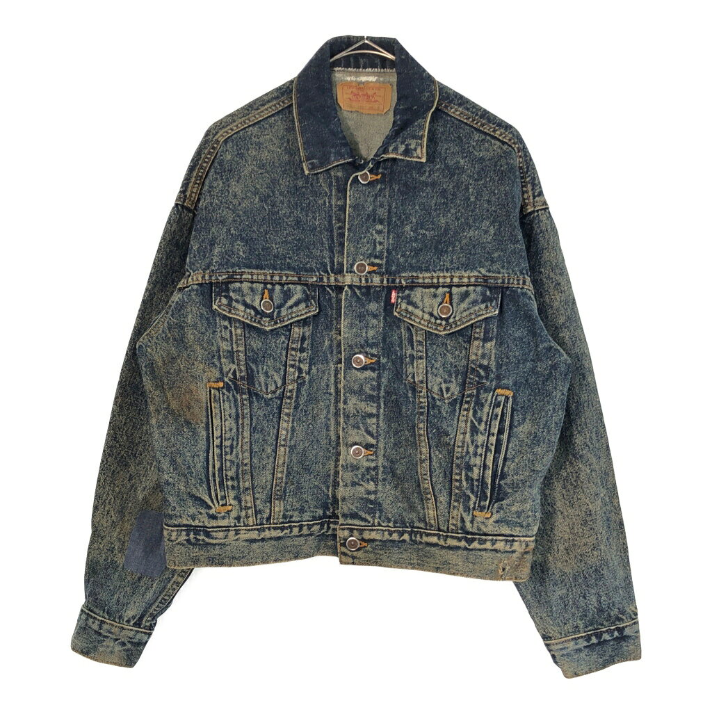 80年代 USA製 Levi's リーバイス 70508-0227 デニムトラッカージャケット ケミカルウォッシュ ブルー(メンズ S)中古 古着 X5075