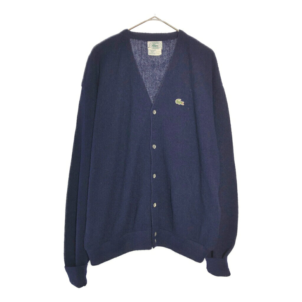 80年代 USA製 IZOD LACOSTE アイゾッド ラコステ アクリルニットカーディガン ネイ...