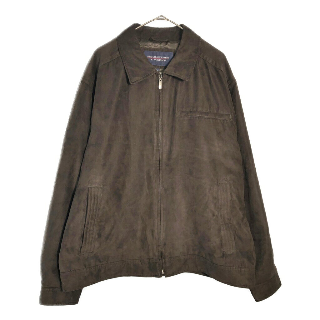 ROUNDTREE & YORKE ラウンドツリー・アンド・ヨーク フェイクスエード レザージャケット ブラウン(メンズ XL)中古 古着 X6398