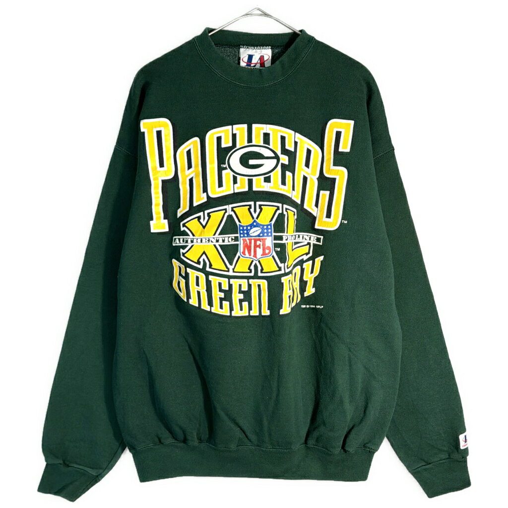 希少80s USA製NFLオフィシャル PACKERSニットセーター 好デザイン Vintage Pro Player Tag G Packers Green Bay NFL Spellout Big Logo