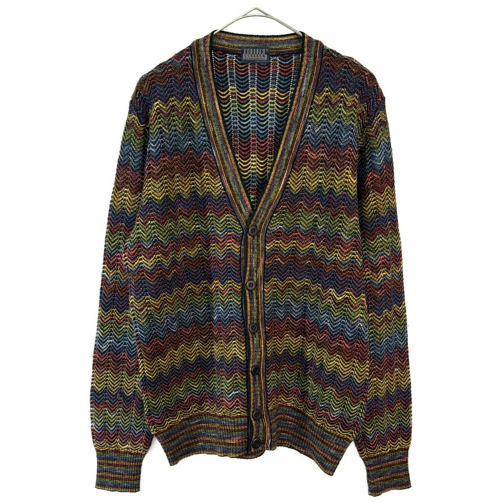 Rakuten - 90年代 イタリア製 COLLEGE by marcazzani ウールニットカーディガン ユーロ 総柄 マルチカラー(メンズ 48)中古 古着 X7151