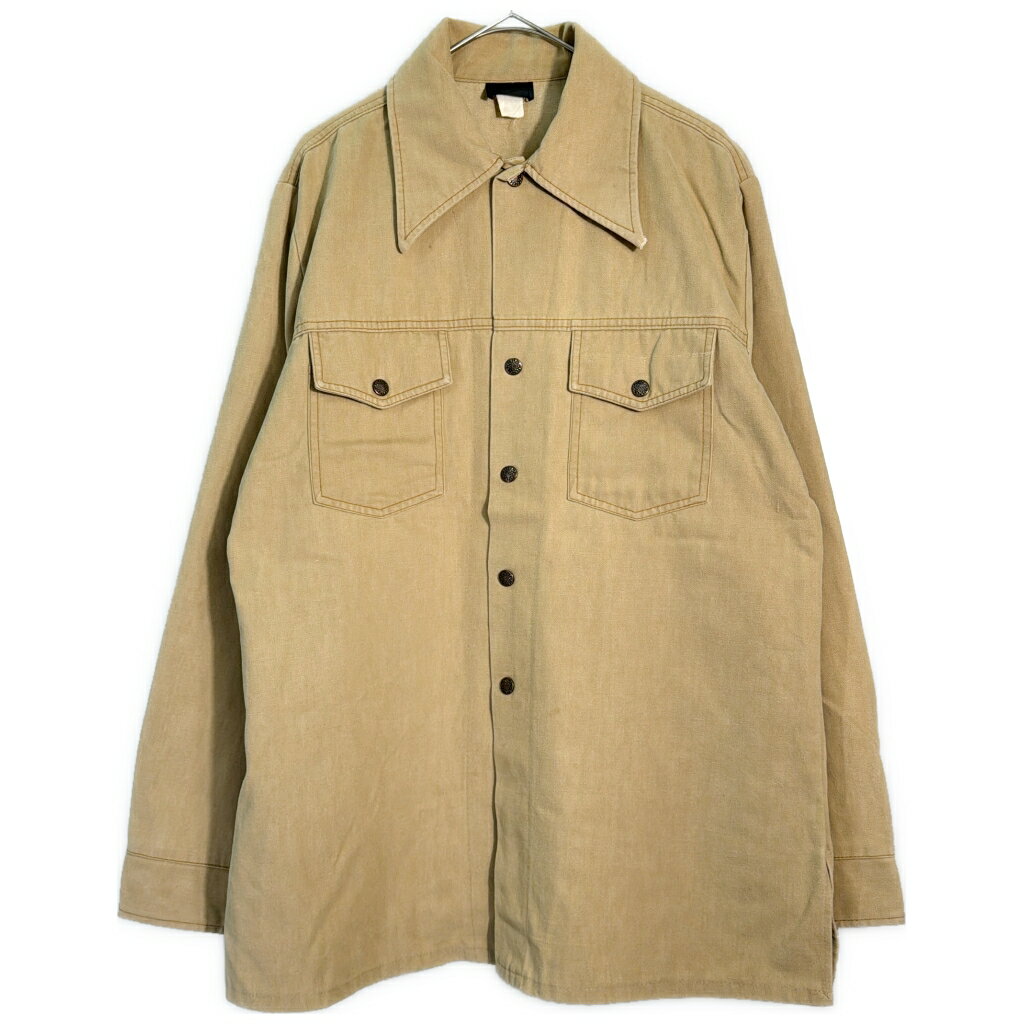 Rakuten - 70年代 WESTERN WEAR ウエスタンシャツ ヴィンテージ ベージュ(メンズ XL相当)中古 古着 X7204