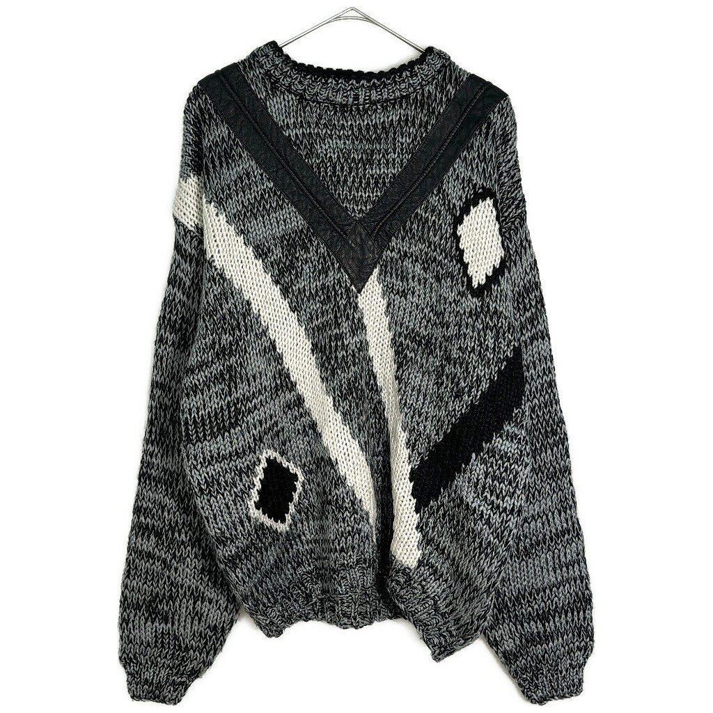 Knit Sweater - 90年代 LE TIGRE ル・ティグラ アクリルニットセーター グレー(メンズ L)中古 古着 X7433