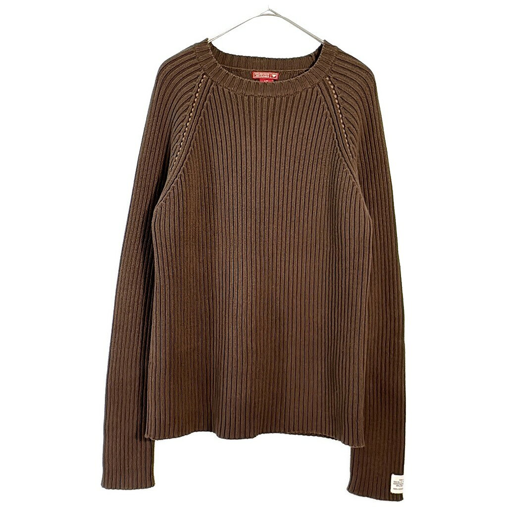 樂天商城 - 90年代 GUESS JEANS ゲスジーンズ リブニットセーター Y2K ブラウン(メンズ L)中古 古着 X7486